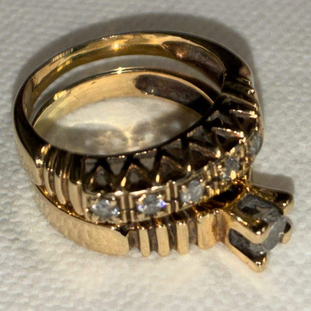 Solid 14k gold wedding rings.